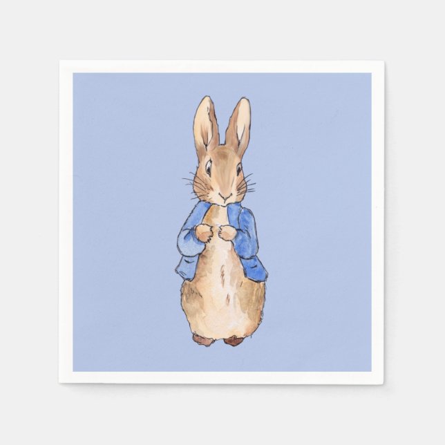 Classic bunny rabbit wearing blue jacket napkin (Front)