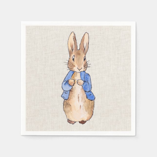 Classic bunny rabbit wearing blue jacket napkin (Front)