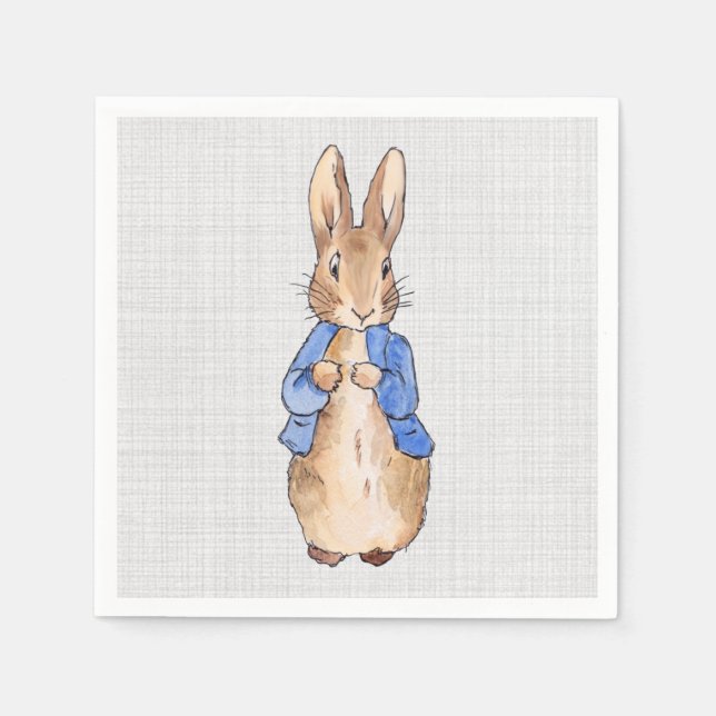Classic bunny rabbit wearing blue jacket napkin (Front)