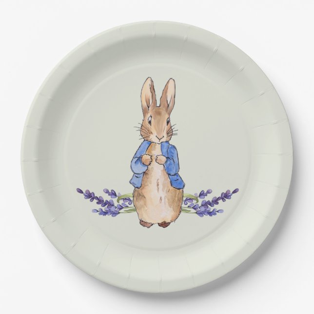 Classic bunny rabbit with lavender  paper plate (Front)