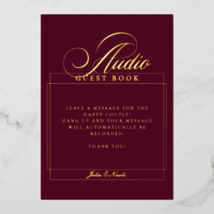 Classic Burgundy Audio Guest Book Wedding Sign