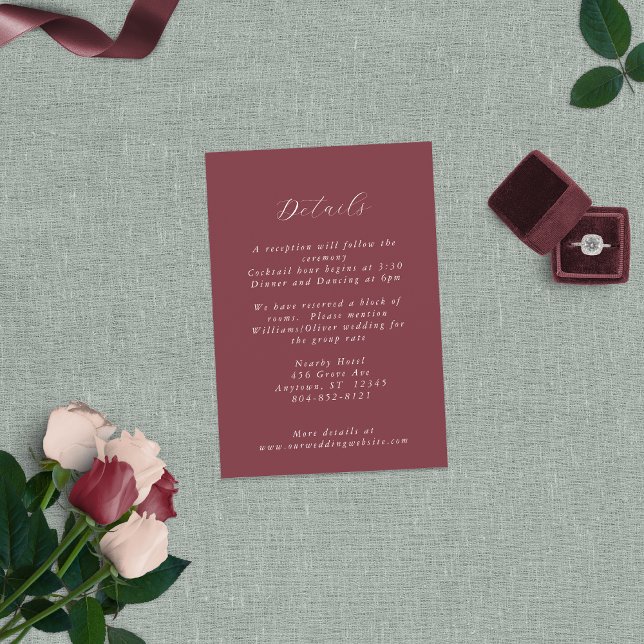 Classic Burgundy Blush Rose & Peony Enclosure Card (Creator Uploaded)