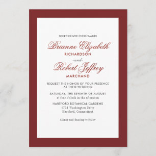 Classic Burgundy Border Formal Wedding Invitation