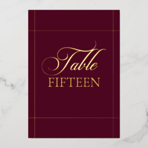 Classic Burgundy Border Wedding Table Number Sign