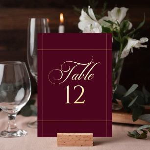 Classic Burgundy Border Wedding Table Number Sign