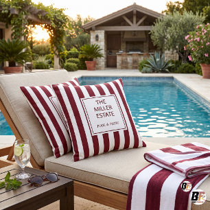 Classic Burgundy Cabana Stripe Custom Family Estat Cushion
