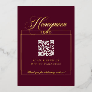 Classic Burgundy Calligraphy Honeymoon Fund Sign