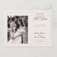 Classic Burgundy Calligraphy Photo Save The Date