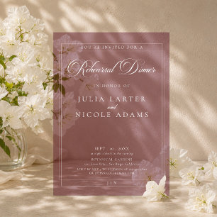 Classic Burgundy Calligraphy Rehearsal Dinner Acrylic Invitations