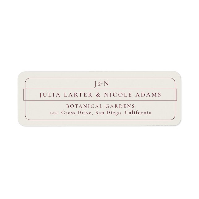 Classic Burgundy Calligraphy Return Address Label (Front)