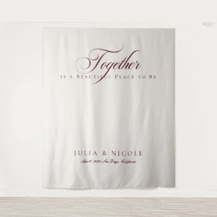 Classic Burgundy Calligraphy Wedding Backdrops Tapestry