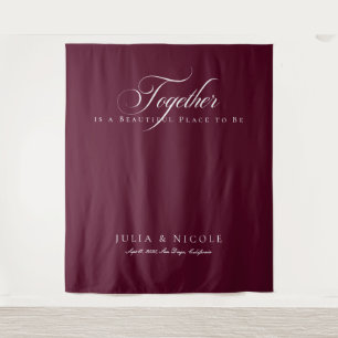 Classic Burgundy Calligraphy Wedding Backdrops Tapestry