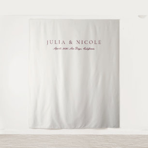 Classic Burgundy Calligraphy Wedding Backdrops Tapestry