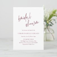 Classic Burgundy Elegant Bridal Shower