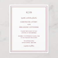 Classic Burgundy Elegant Budget Wedding Invitation