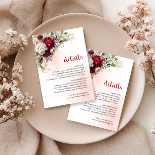 Classic Burgundy Floral Gold Greenery Details Card