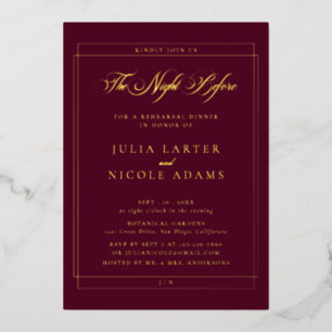 Classic Burgundy Gold Calligraphy Rehearsal Dinner
