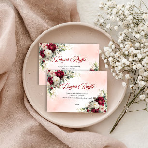 Classic Burgundy Gold Floral Boho Diaper Raffle Enclosure Card