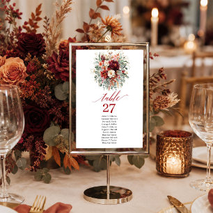 Classic Burgundy Gold Floral Deep Red table number