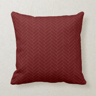 Classic Burgundy Gray Herringbone Pattern Cushion