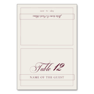 Classic Burgundy Ivory Calligraphy Place Card
