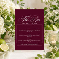 Classic Burgundy Ivory Calligraphy The Bar Sign