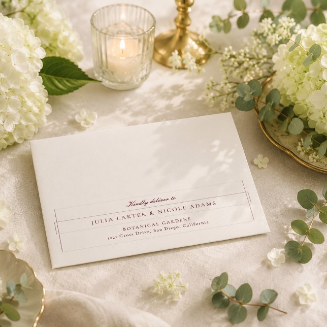 Classic Burgundy Ivory Calligraphy Wedding Envelope (Creator Uploaded)
