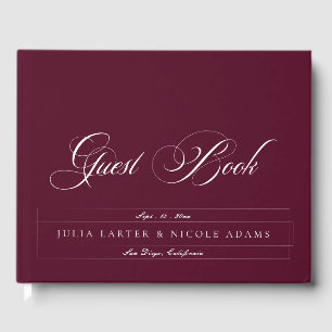 Classic Burgundy Ivory Calligraphy Wedding Guest Book
