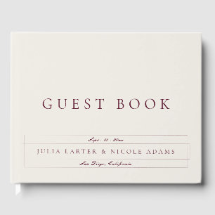 Classic Burgundy Ivory Calligraphy Wedding Guest Book