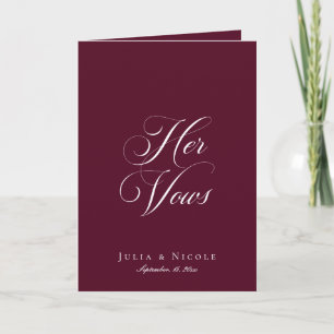 Classic Burgundy Ivory Calligraphy Wedding HerVows Card
