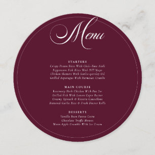 Classic Burgundy Ivory Calligraphy Wedding Menu
