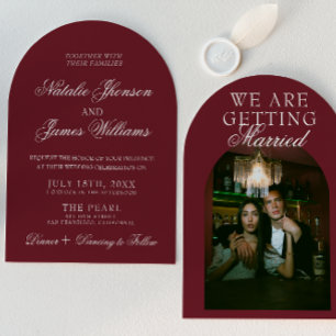 Classic Burgundy Luxury Old Money Retro Wedding Invitation