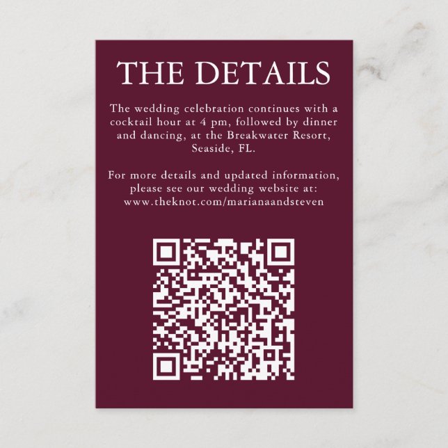 Classic Burgundy Monogram Enclosure Card (Front)