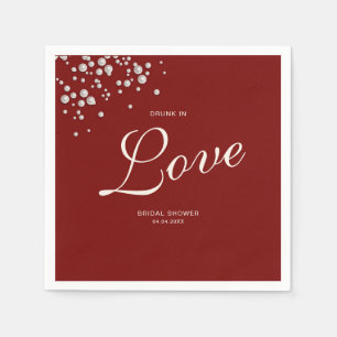 Classic Burgundy Pearl Drunk in Love Bridal Shower Napkin