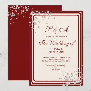 Classic Burgundy & Pearl Royal Wedding Invitation