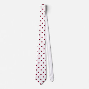 Classic Burgundy Polka Dot Pattern on White Tie