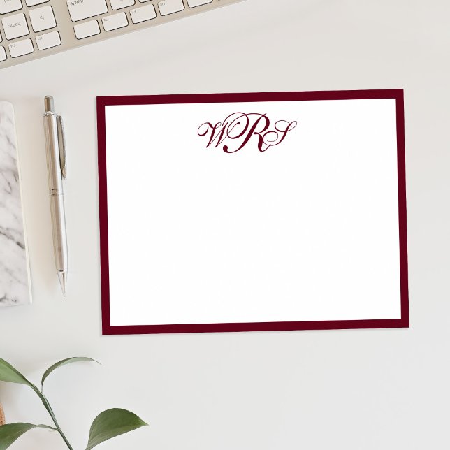 Classic Burgundy Red Monogram Card (Creator Uploaded)