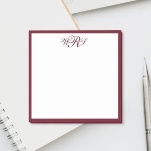 Classic Burgundy Red Monogram Post-it Notes