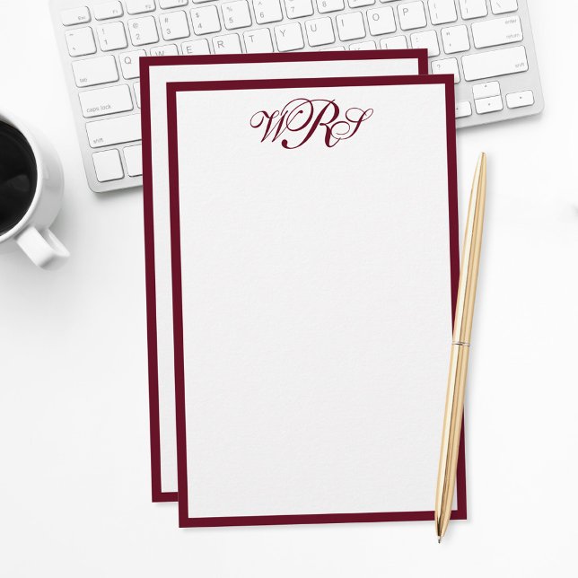 Classic Burgundy Red Monogram Stationery (Creator Uploaded)