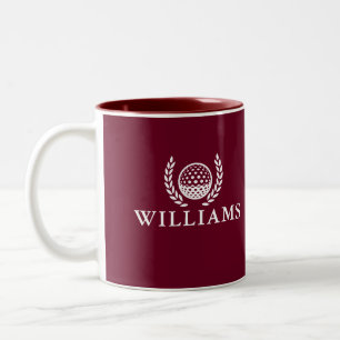 Classic Burgundy Red Personalised Name Monogram Two-Tone Coffee Mug