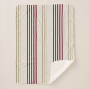 Classic Burgundy Red Ticking Stripe Pattern Sherpa Blanket