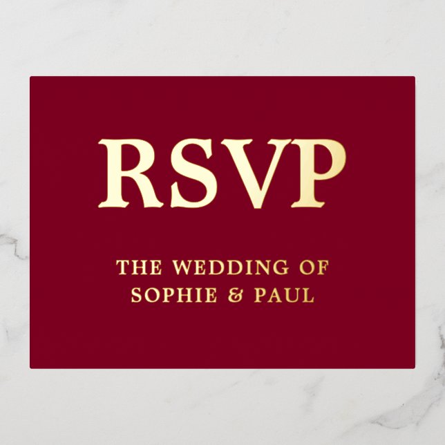 Classic Burgundy Song Choice Foil RSVP Card (Front)