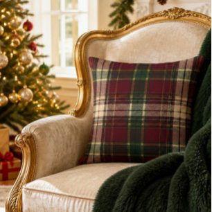 Classic Burgundy Tartan Plaid Cushion