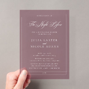 Classic Burgundy The Night Before Rehearsal Dinner Acrylic Invitations