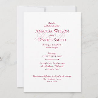 Classic Burgundy Wedding Invitation