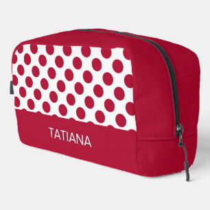 Classic Burgundy White Polka Dot Pattern Dopp Kit