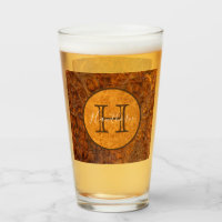 Classic Burl Wood Tone Round Monogram