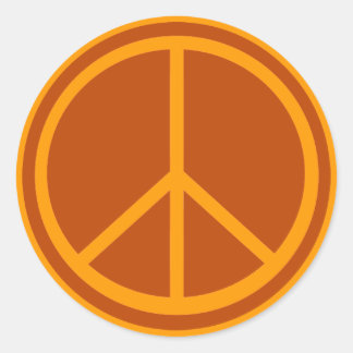 Classic Burnt Orange Peace Sign Classic Round Sticker