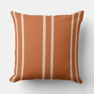 Classic Burnt Orange with Stripes Throw Pillow
