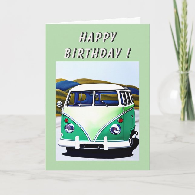 Classic Bus Birthday Card (Front)